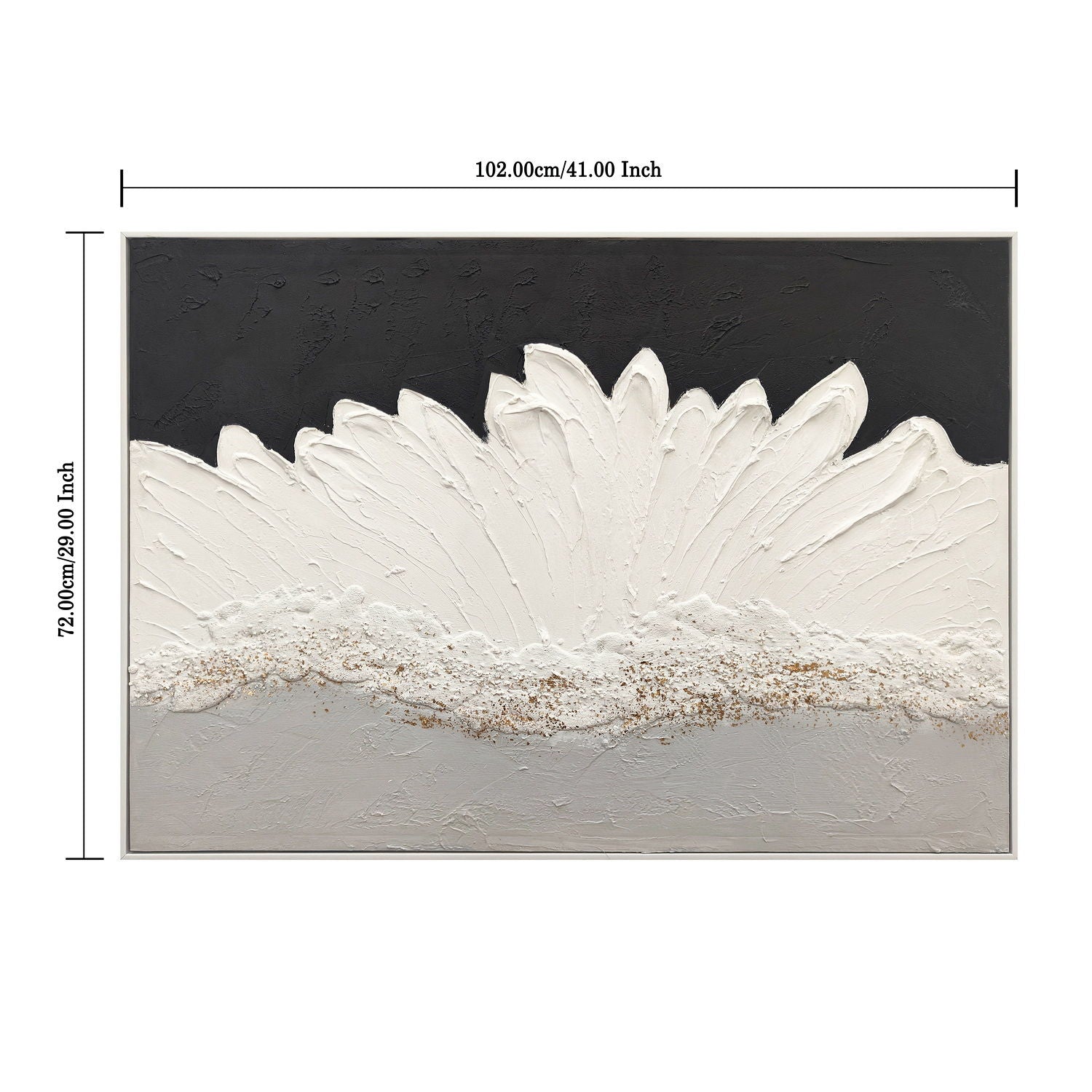 Framed Abstract Wall Art &amp; Thick Textured Canvas Painting With &amp; Accents, Decor For Living Room - Black White
