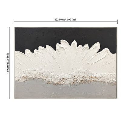 Framed Abstract Wall Art &amp; Thick Textured Canvas Painting With &amp; Accents, Decor For Living Room - Black White