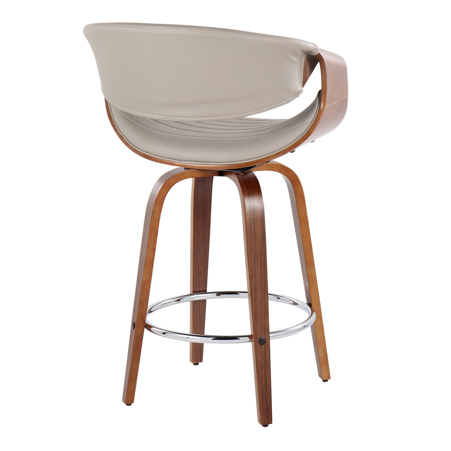 Symphony - Mid Century Modern Fixed Height Counter Stool &amp; Swivel With Round Footrest (Set of 2)
