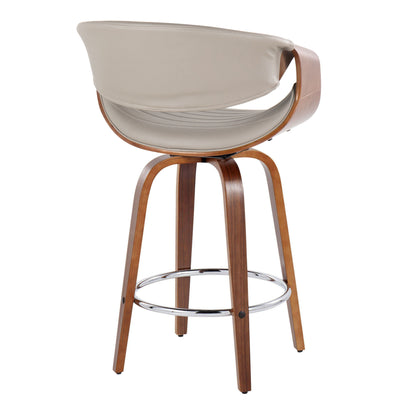 Symphony - Mid Century Modern Fixed Height Counter Stool &amp; Swivel With Round Footrest (Set of 2)