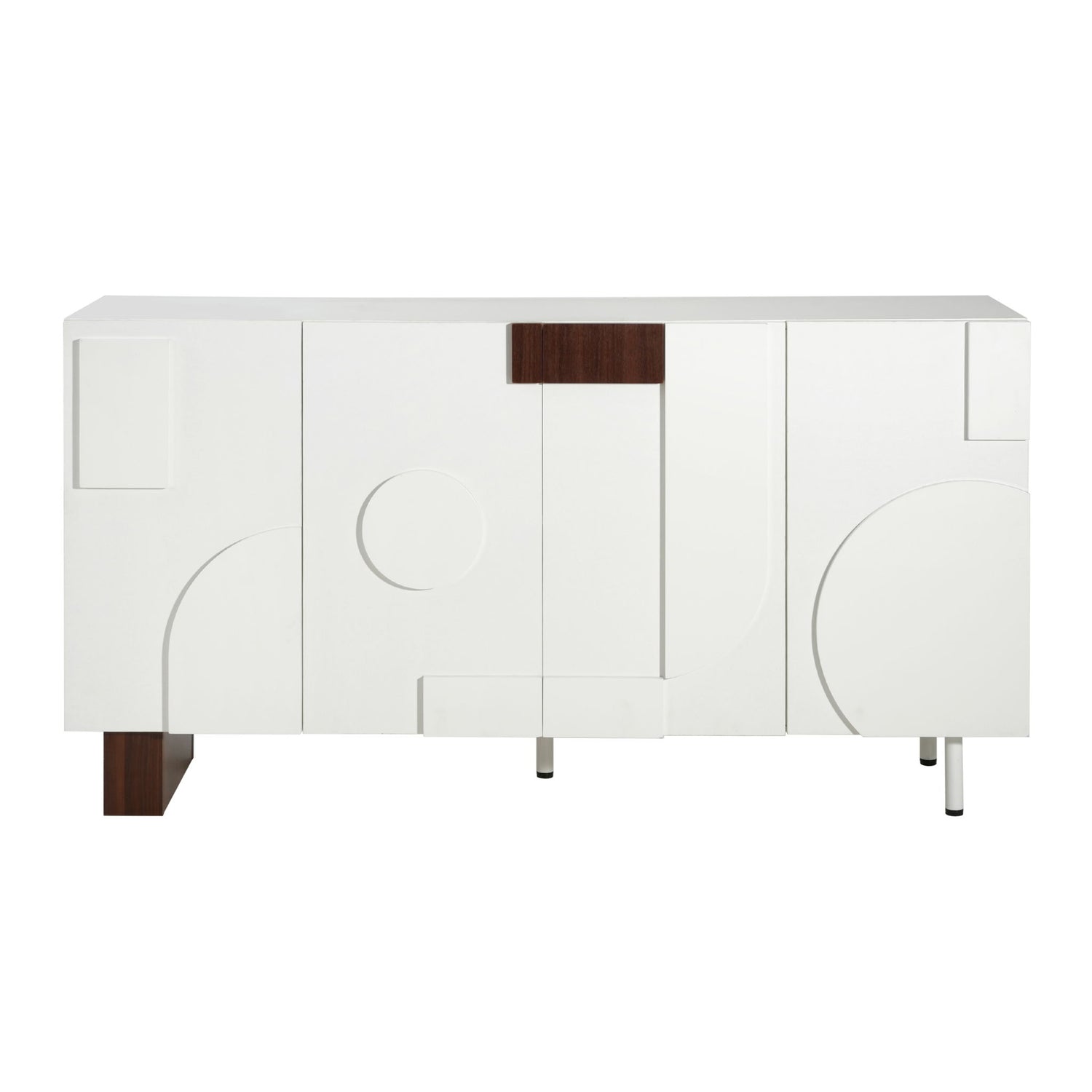 Sideboard Buffet Cabinet Wide Storage Unit With 4 Doors &amp; Adjustable Shelves - White