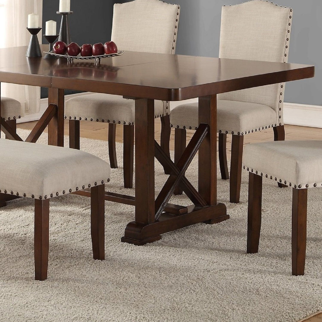 Dining Table With Leaf And Unique X Design Base - Cherry