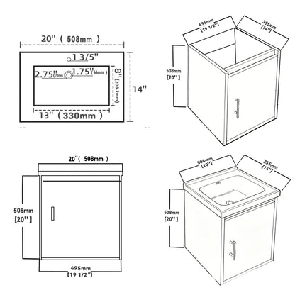 20" Floating Bathroom Vanity Combo With Wall Cabinet, Ceramic Sink &amp; Soft Close Doors - White