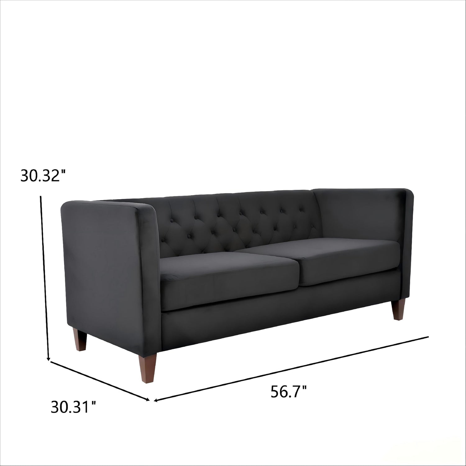 Button Tufted Loveseat, 2 Seater With Square Arm Couch For Living Room