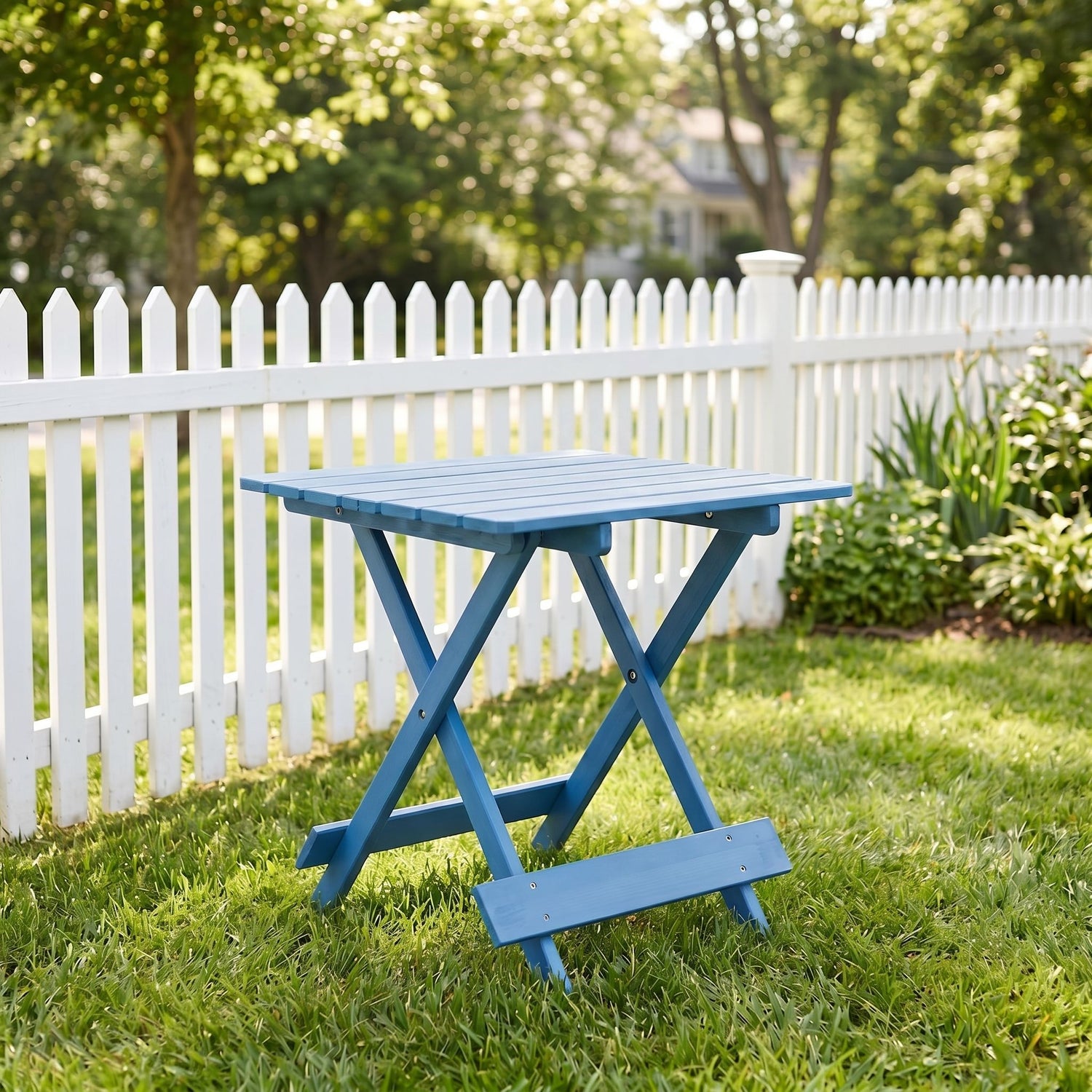 Folding Square Table For Backyard - Blue