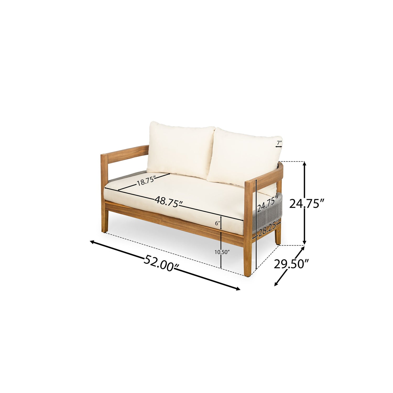 Porto - Outdoor Loveseat &amp; Table - Beige / Teak