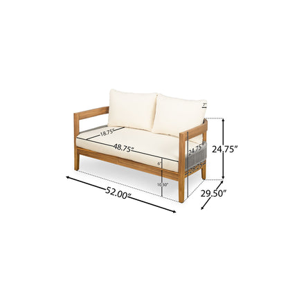 Porto - Outdoor Loveseat &amp; Table - Beige / Teak
