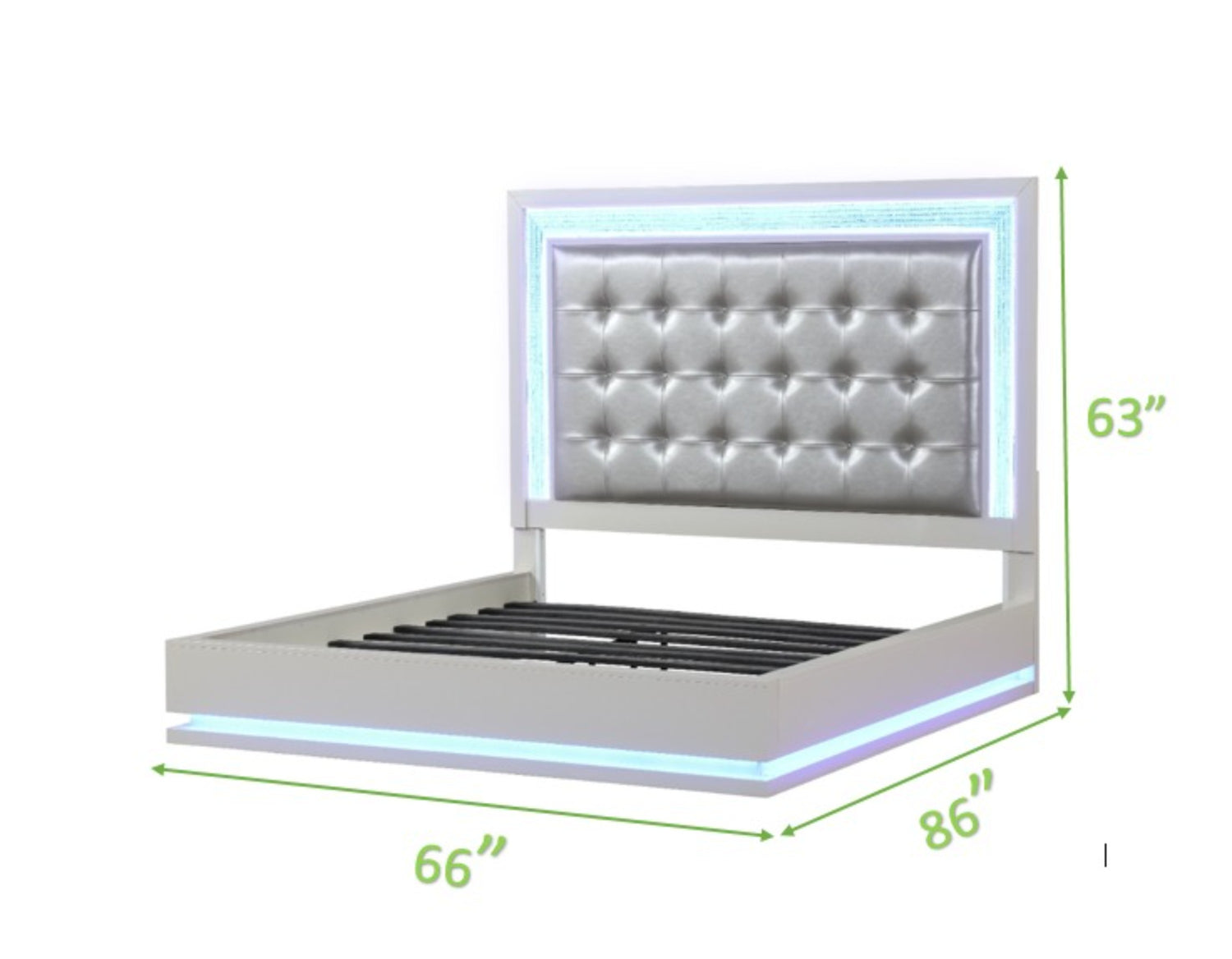 Passion Queen 4 Pc LED Bedroom Set Made with Wood in Milky white