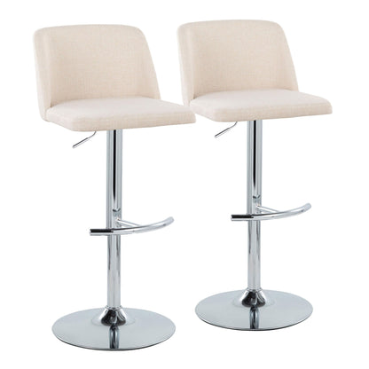 Toriano - Contemporary Adjustable Barstool With Swivel &amp; Rounded T Footrest (Set of 2)