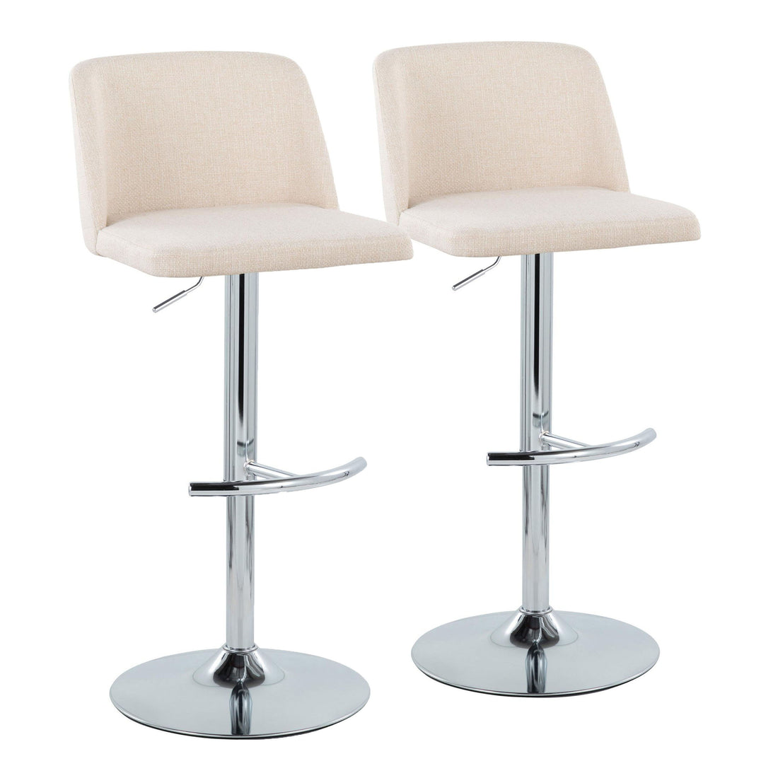 Toriano - Contemporary Adjustable Barstool With Swivel &amp; Rounded T Footrest (Set of 2)