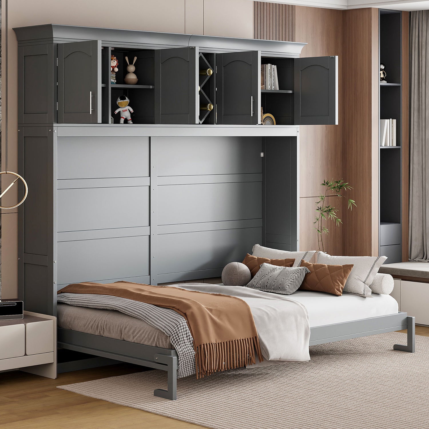 Murphy Wall Bed With Top Cabinets &amp; Wine Rack