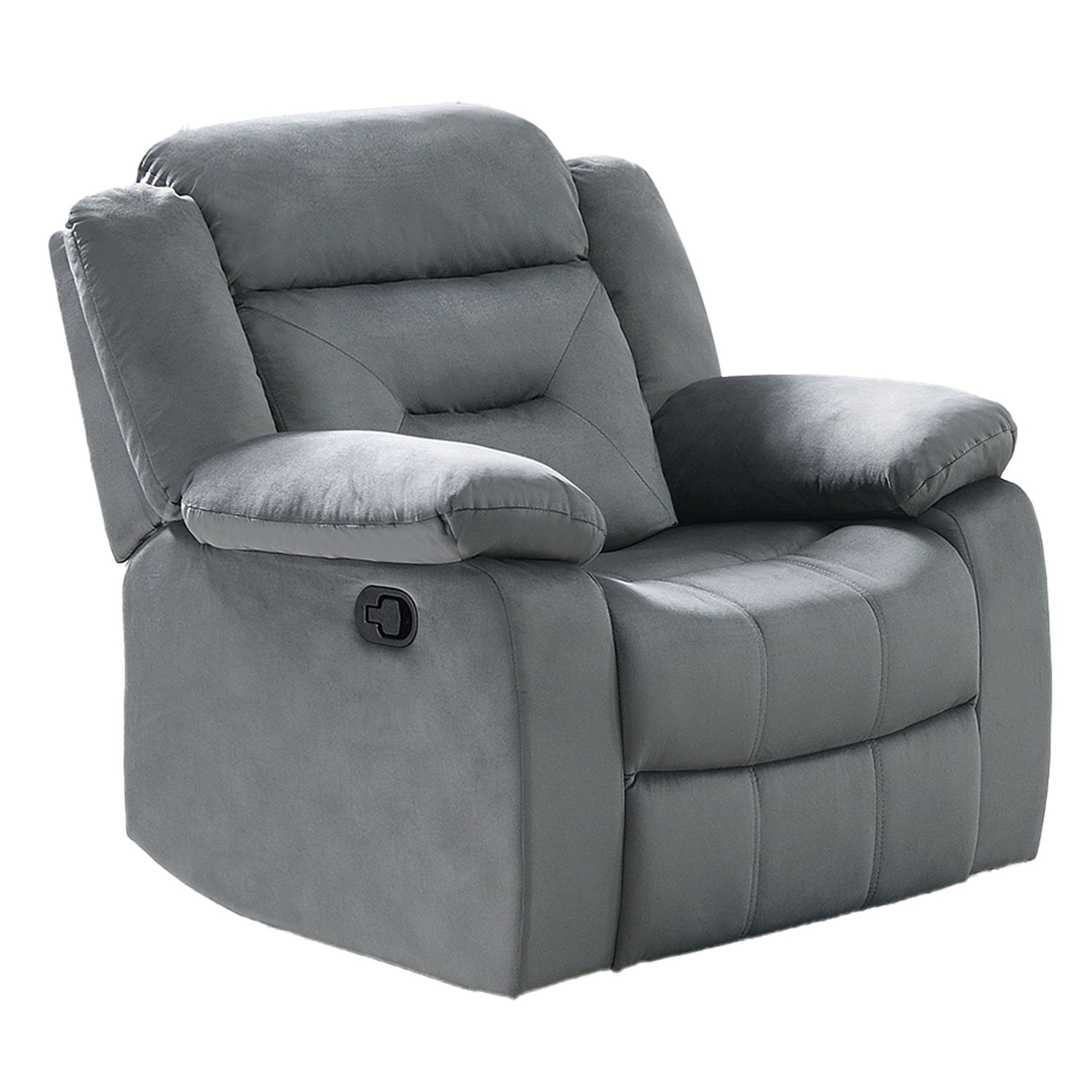 Modern Manual Recliner With Padded Seat And Pillow Arms