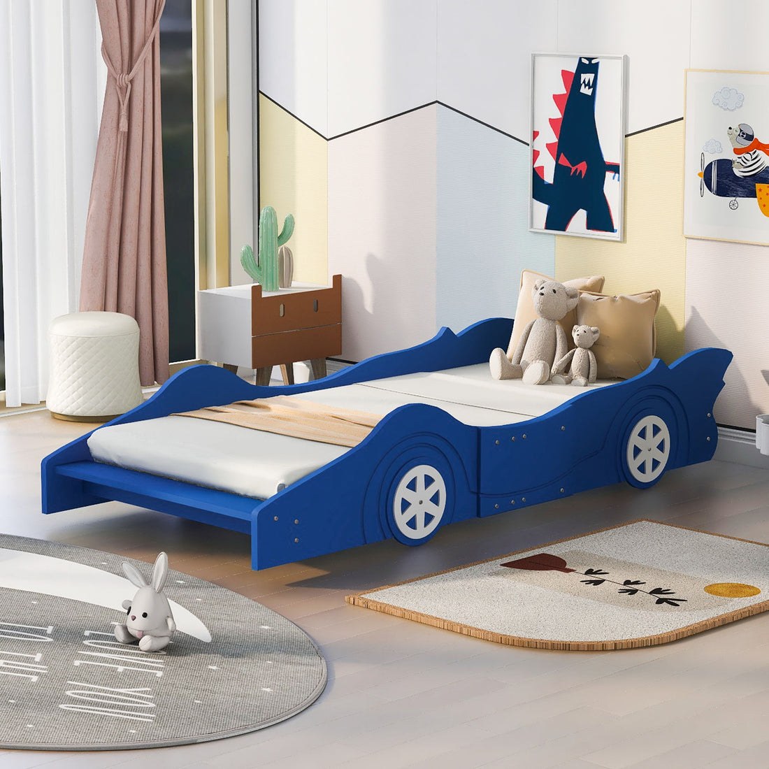 Race Car Shaped Platform Bed &amp; Wheels