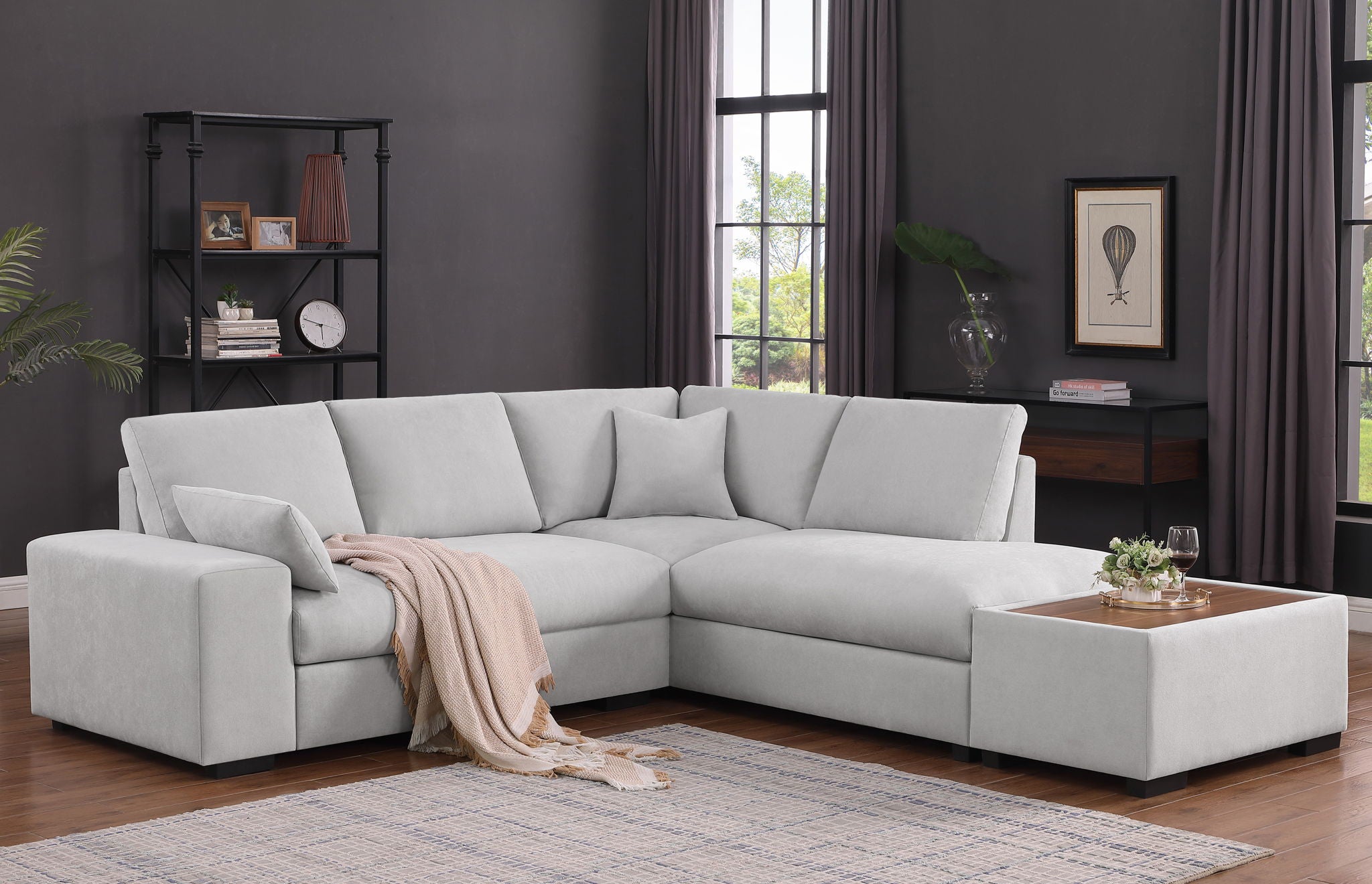 Joshua - 100&quot; Sectional Sofa with Right Facing Chaise and Console Ottoman