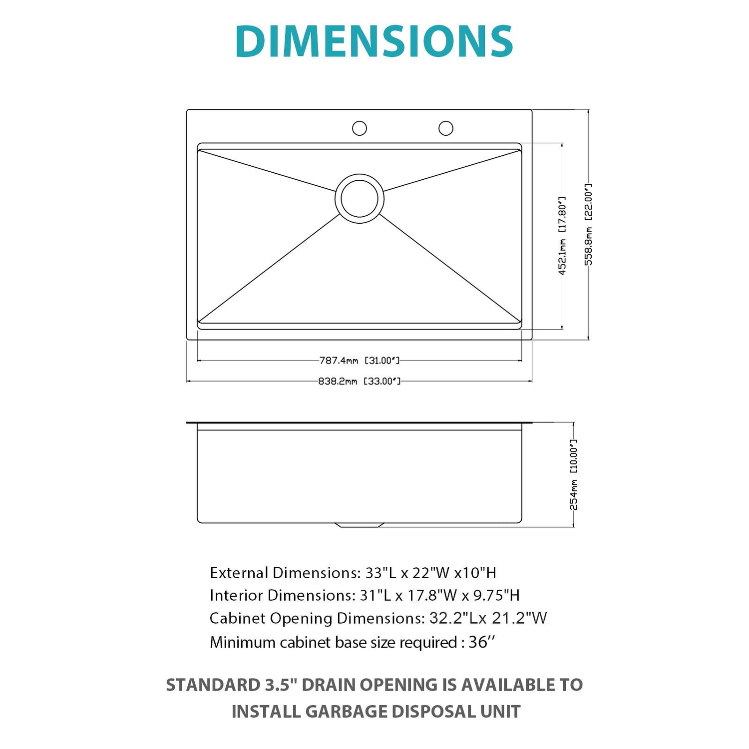 Drop In Kitchen Sink Stainless Steel 16 Gauge