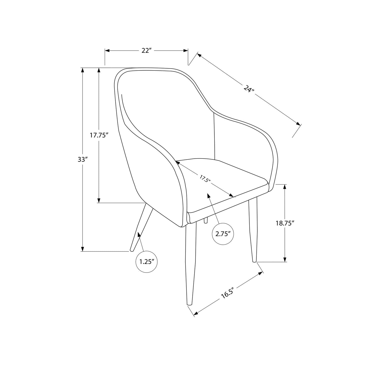 Dining Side Chair, Upholstered For Dining Room, Contemporary &amp; Modern (Set of 2)