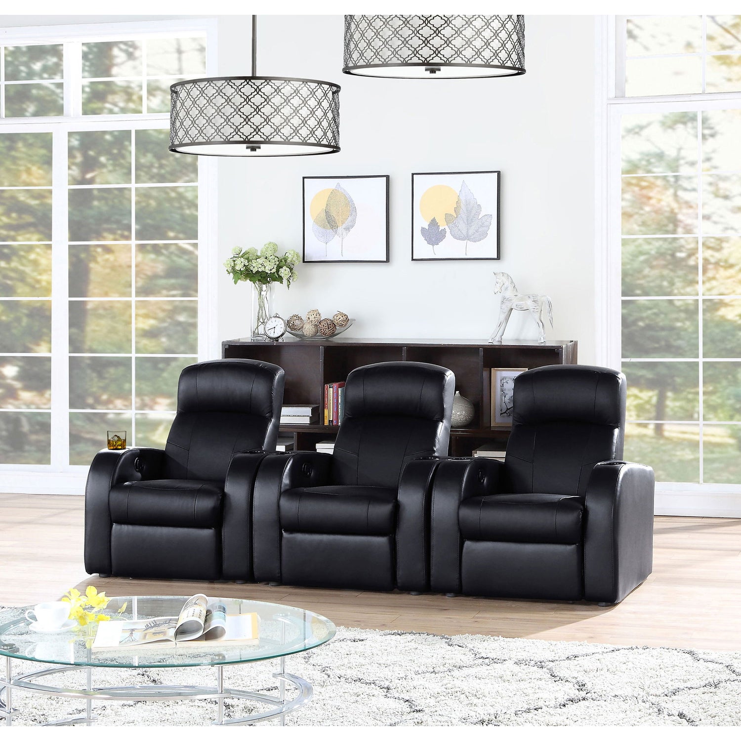 Greenfield - 3 Seater Home Theater With Storage - Black
