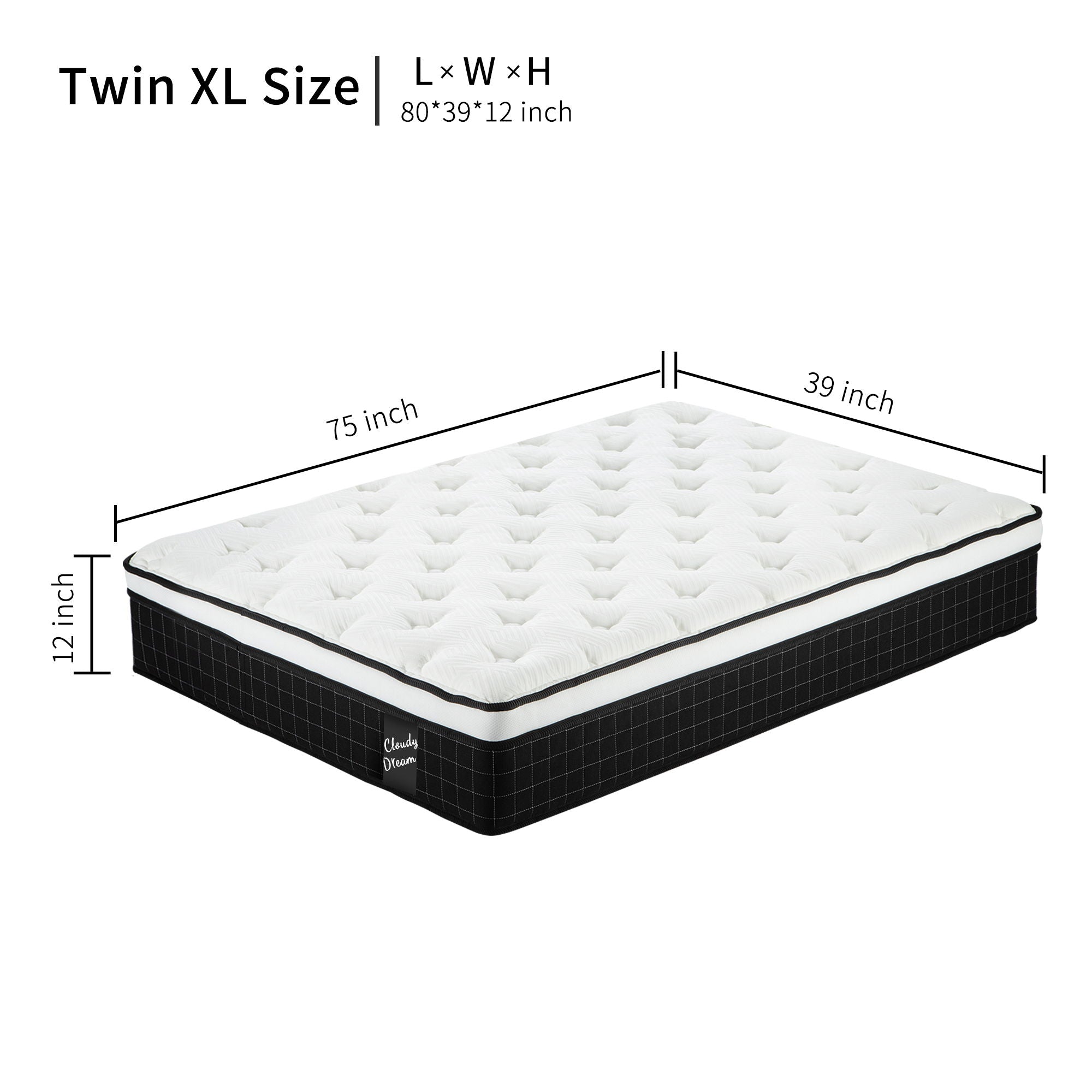 12&quot; Hybrid Mattress With Individual Pocket Spring, Comortable Memory Foam