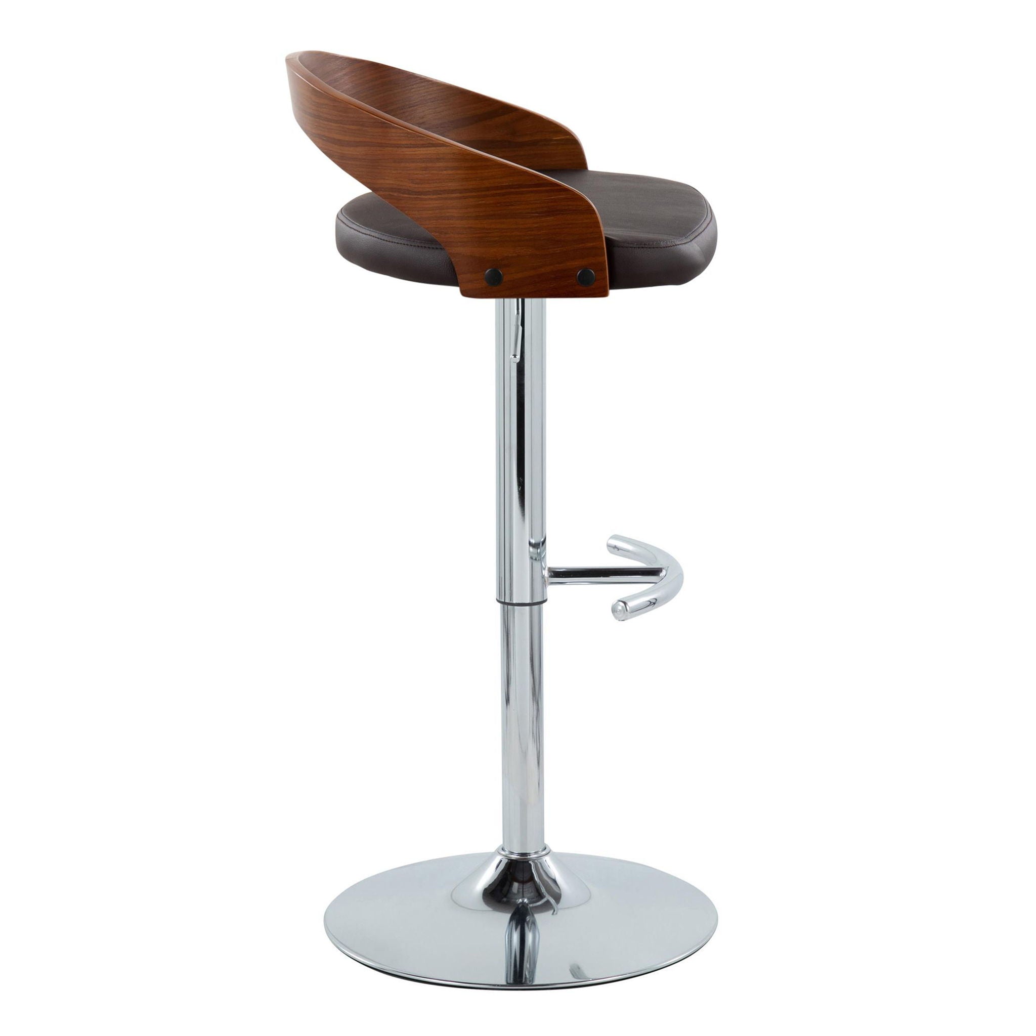 Grotto - Contemporary Adjustable Barstool &amp; Swivel With Rounded T Footrest (Set of 2)