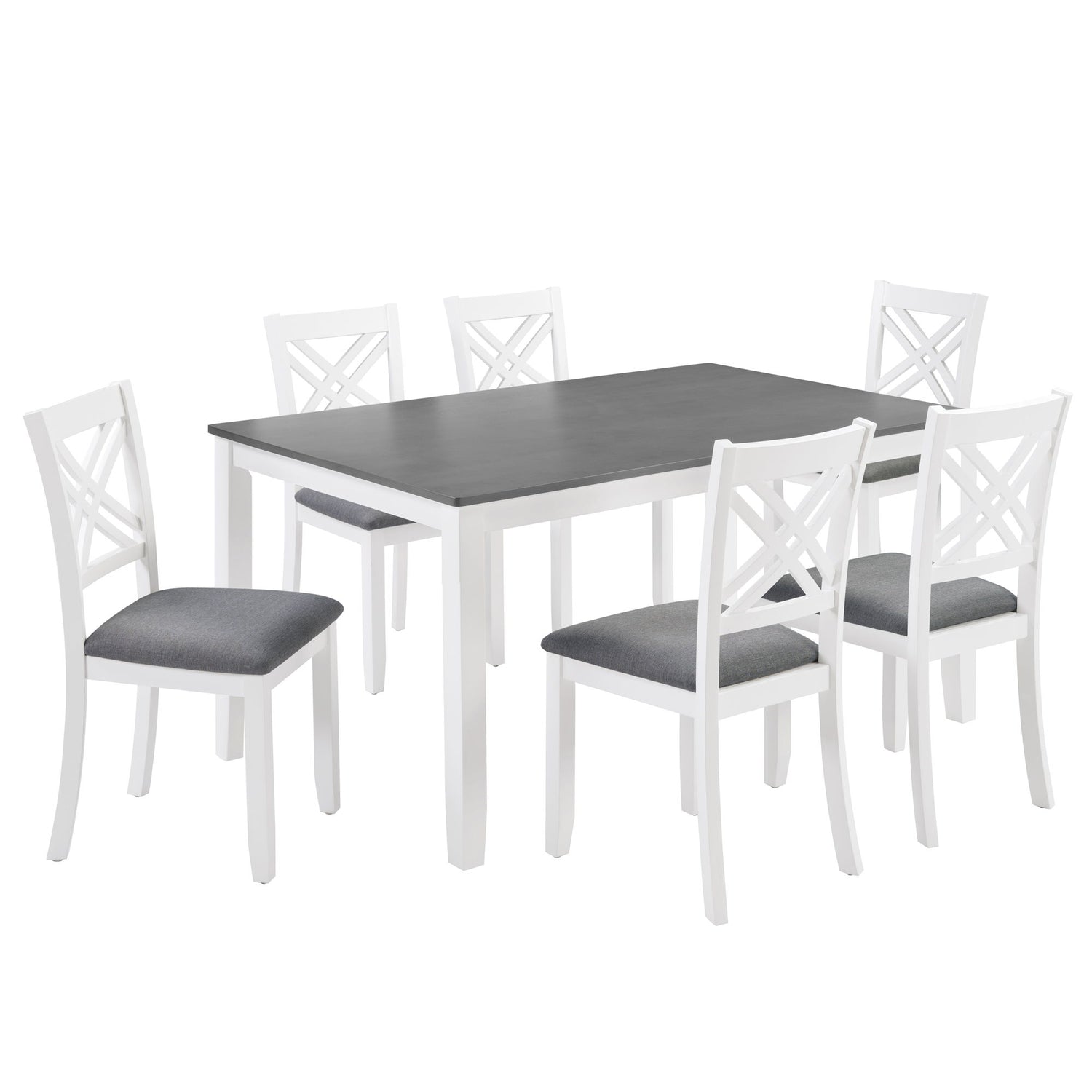 Kitchen Dining Set, Rectangular Dining Table &amp; Upholstered Chairs