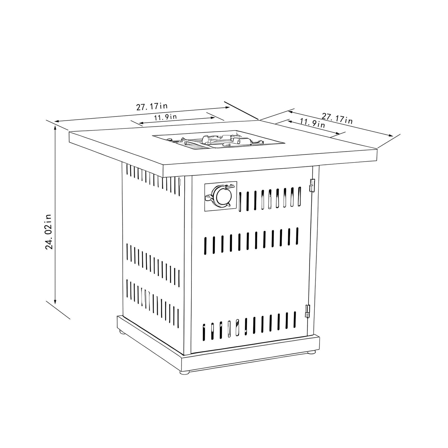 28&quot; Propane Gas Fire Pit Table, 50000 Btu Square Steel Fire Pit For Outside Patio Deck Garden Courtyard - Brown