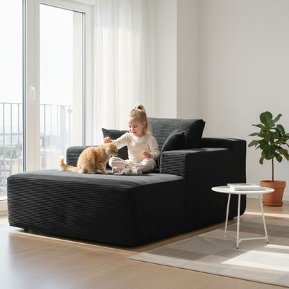 Convertible Chaise Lounge Chair With Wide Armrest &amp; Throw Pillows