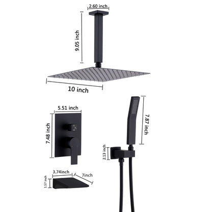 Wall Mount Shower System With High Pressure 10&quot; Shower Head And Handheld