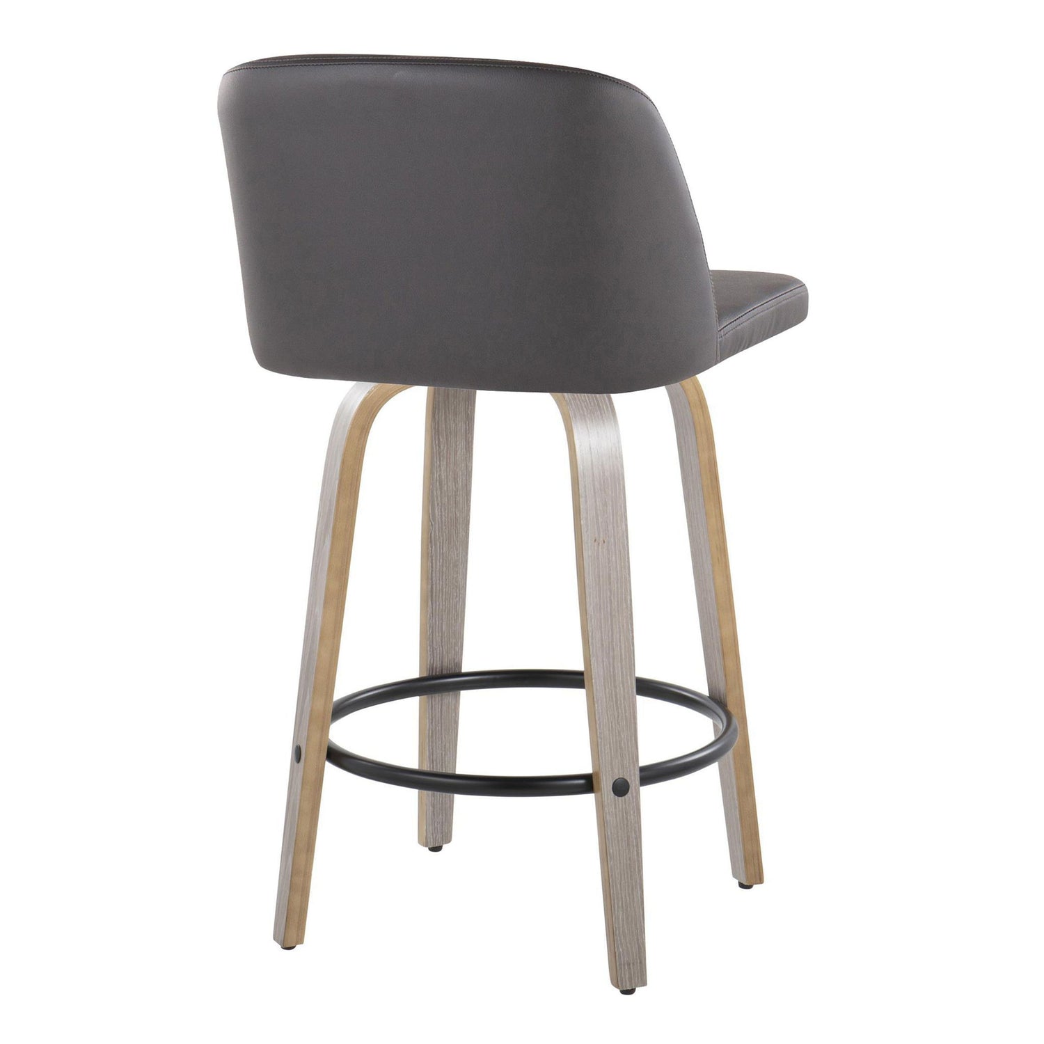 Toriano - Contemporary Fixed Height Counter Stool With Swivel &amp; Round Footrest (Set of 2)