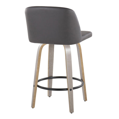 Toriano - Contemporary Fixed Height Counter Stool With Swivel &amp; Round Footrest (Set of 2)