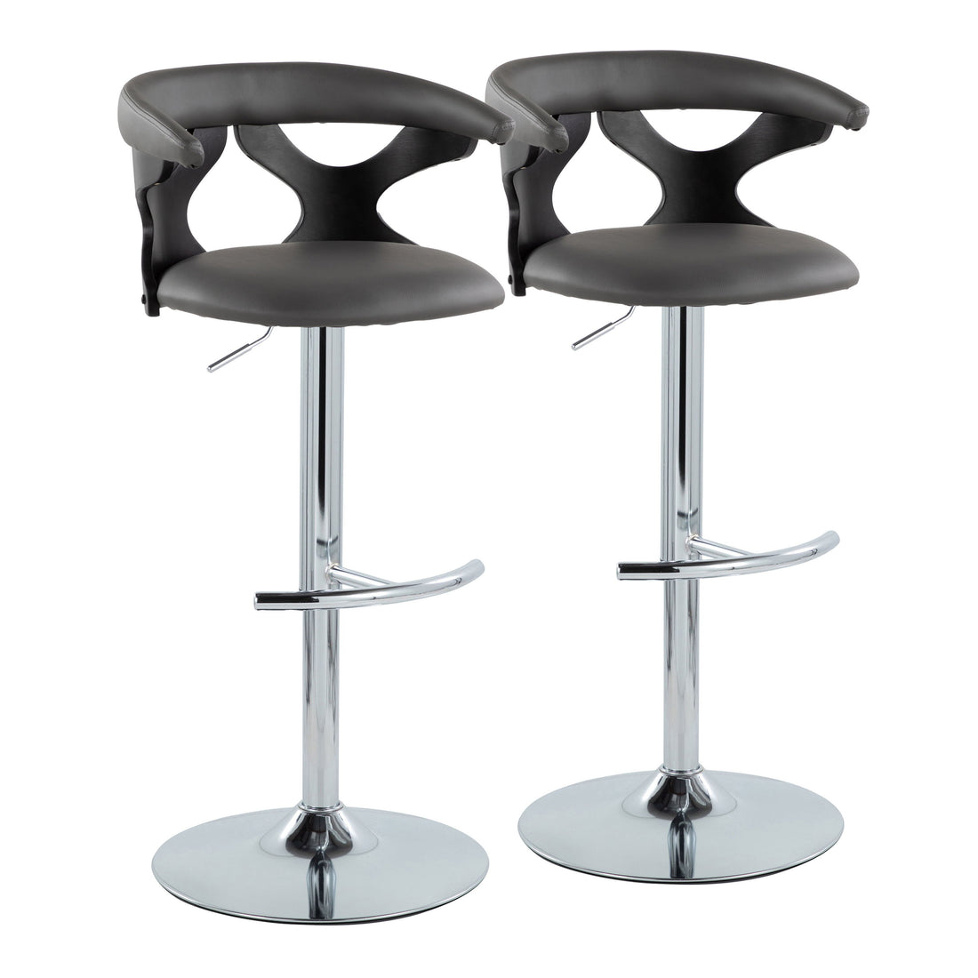 Gardenia - Contemporary Adjustable Barstool &amp; Swivel, Rounded T Footrest (Set of 2)