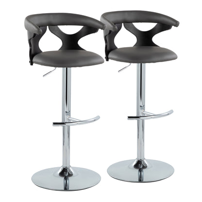 Gardenia - Contemporary Adjustable Barstool &amp; Swivel, Rounded T Footrest (Set of 2)