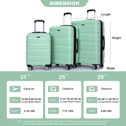 3 Piece Luggage Sets Lightweight &amp; Durable Expandable Suitcase With Two Hooks