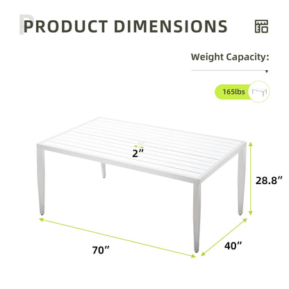 Outdoor Patio Dining Table With Tapered Feet &amp; Umbrella Hole