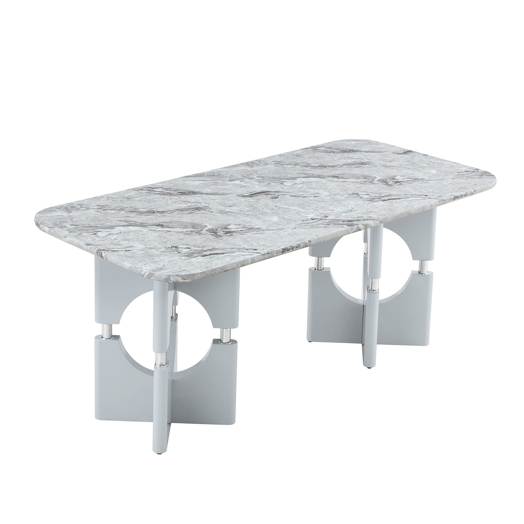 Modern Dining Table With Sleek Hollow-Out Frame And Accents