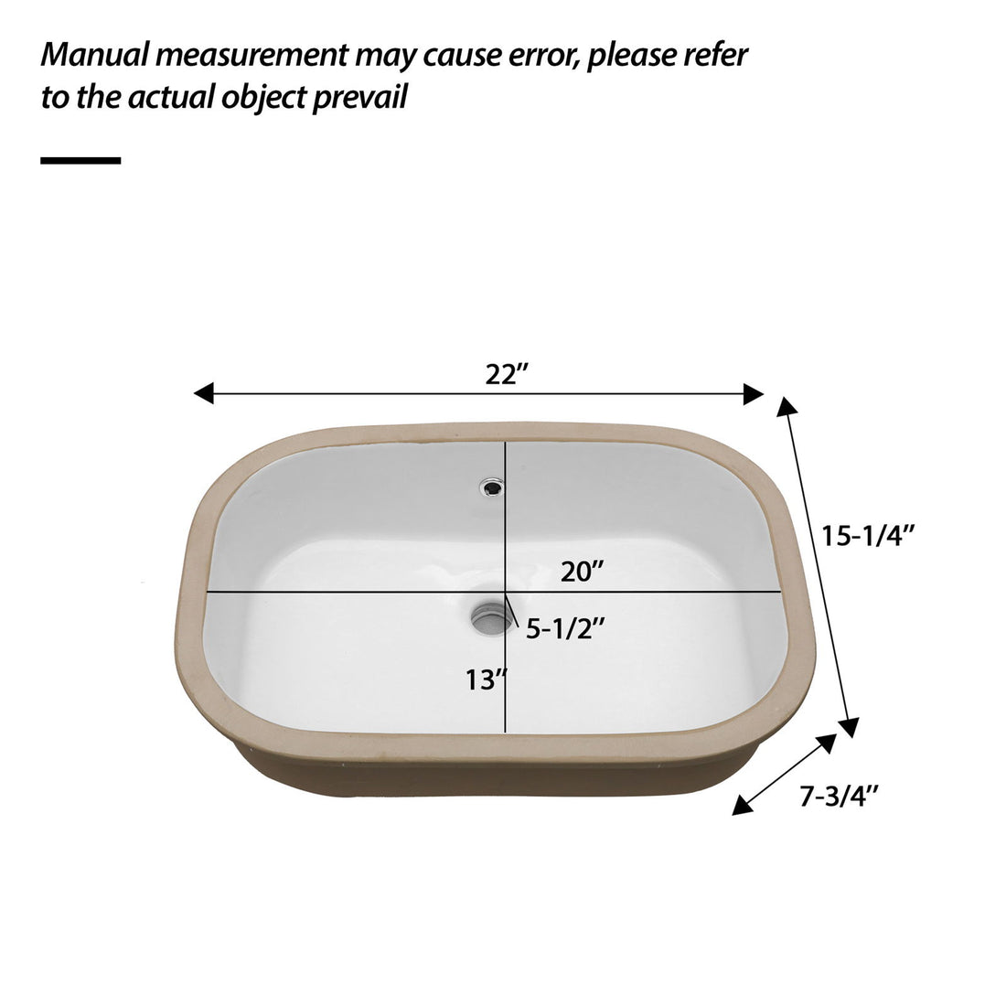 Undermount Bathroom Sink 22&quot; X 15.25&quot; With Overflow Sleek, High Temperature Fired, Stain Resistant, Smooth Polished Surface - White