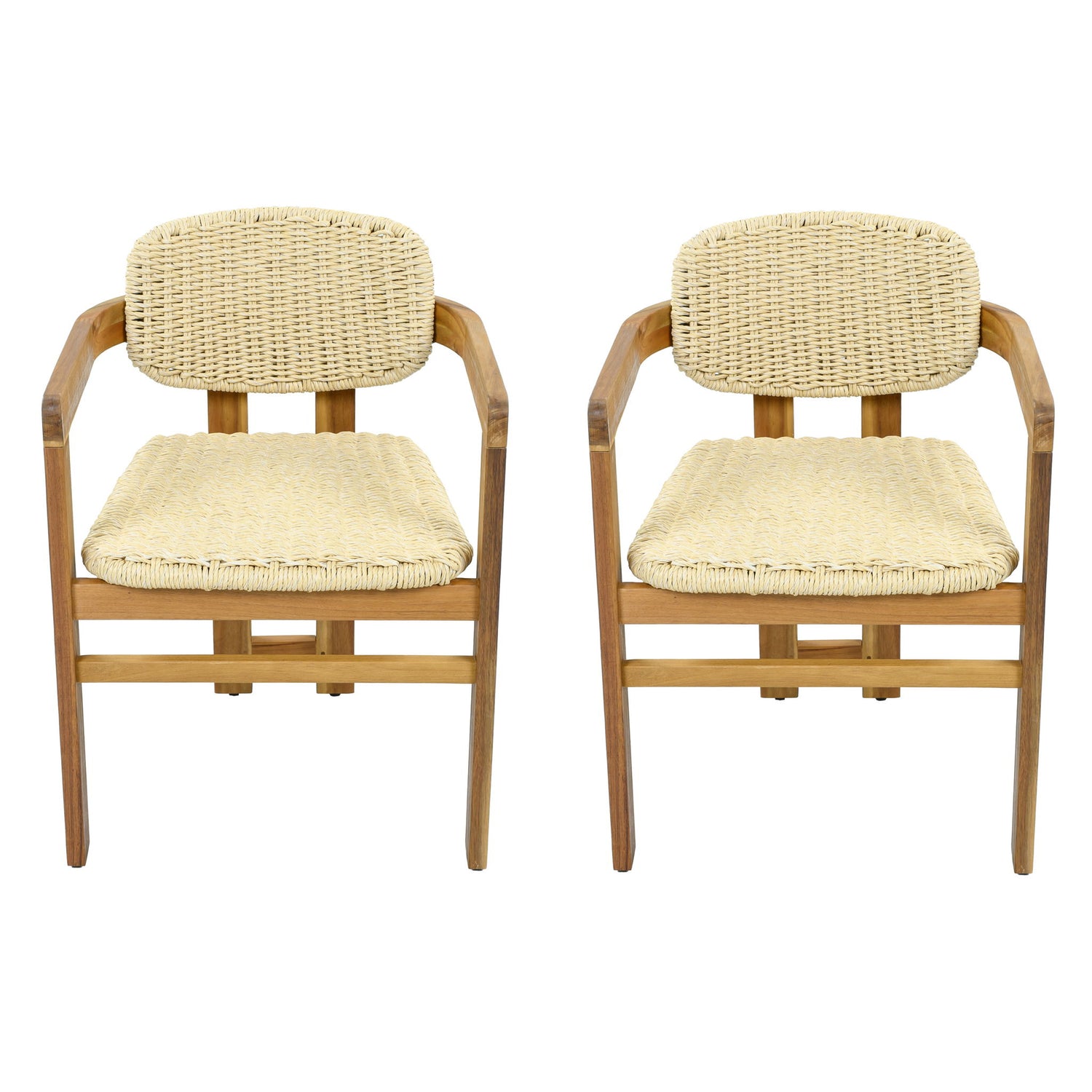 Outdoor Accent Armchairs For Patio (Set of 2) - Natural / Teak
