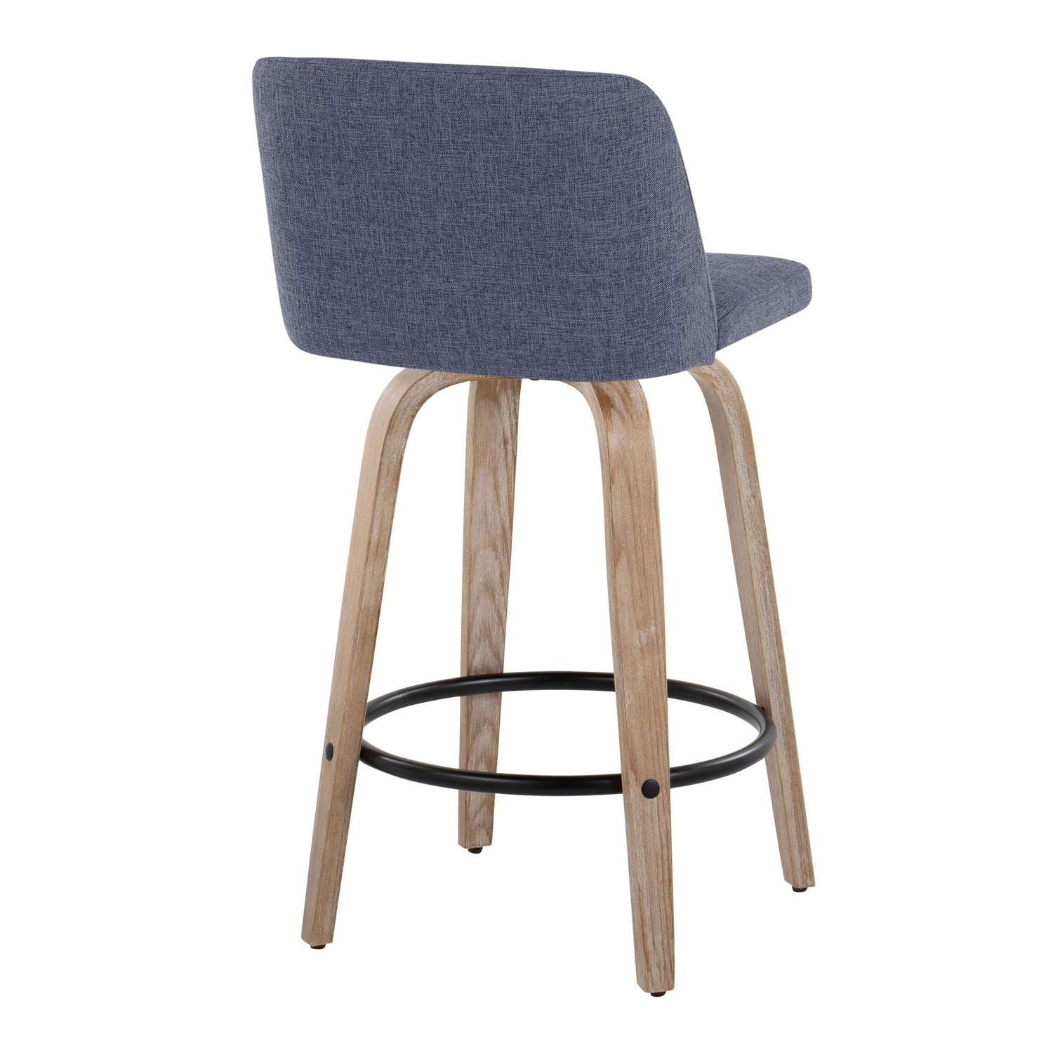 Toriano - Contemporary Fixed-Height Counter Stool &amp; Swivel With Round Footrest (Set of 2)