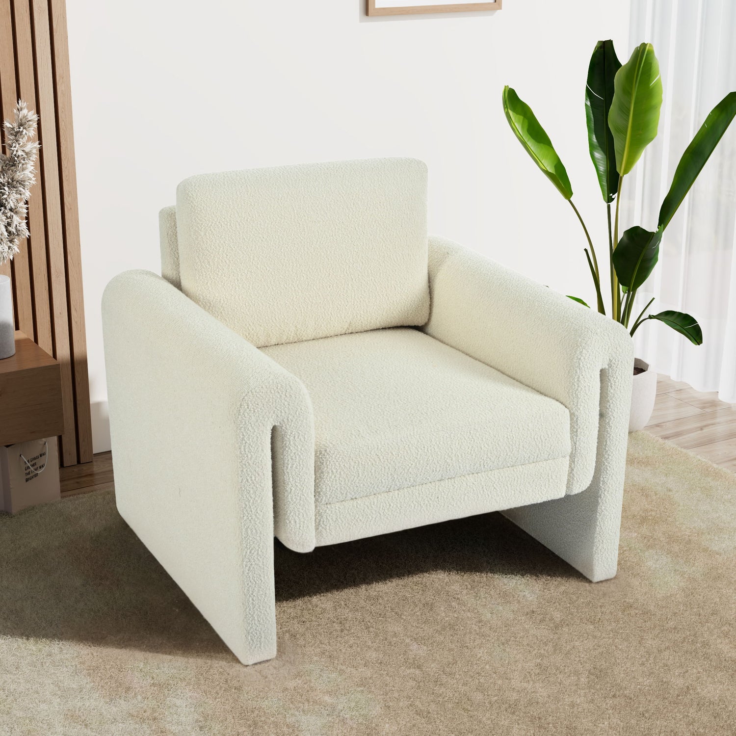 Modern Upholstered Accent Chair, Sturdy Support &amp; Luxurious Comfort