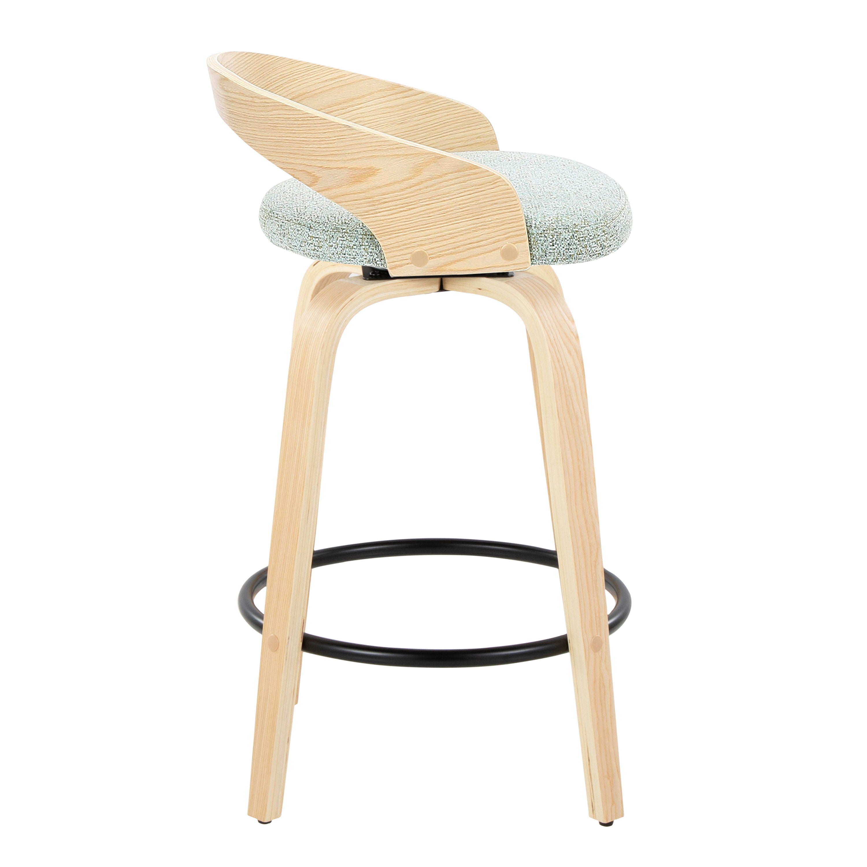 Grotto - Mid-Century Modern Fixed Height Counter Stool Swivel &amp;h Round Footrest