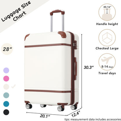 Hardshell Luggage With Tsa Lock, 28&quot; Expandable Lightweight Suitcase With Spinner Wheels, Single Vintage Luggage