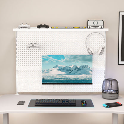 Clamp On Desk Pegboard With Single Monitor Stand