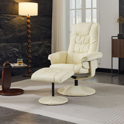 Recliner Chair With Ottoman, 360° Swivel Massage Lounge Chair With 5-Point Vibration &amp; Heated Seat
