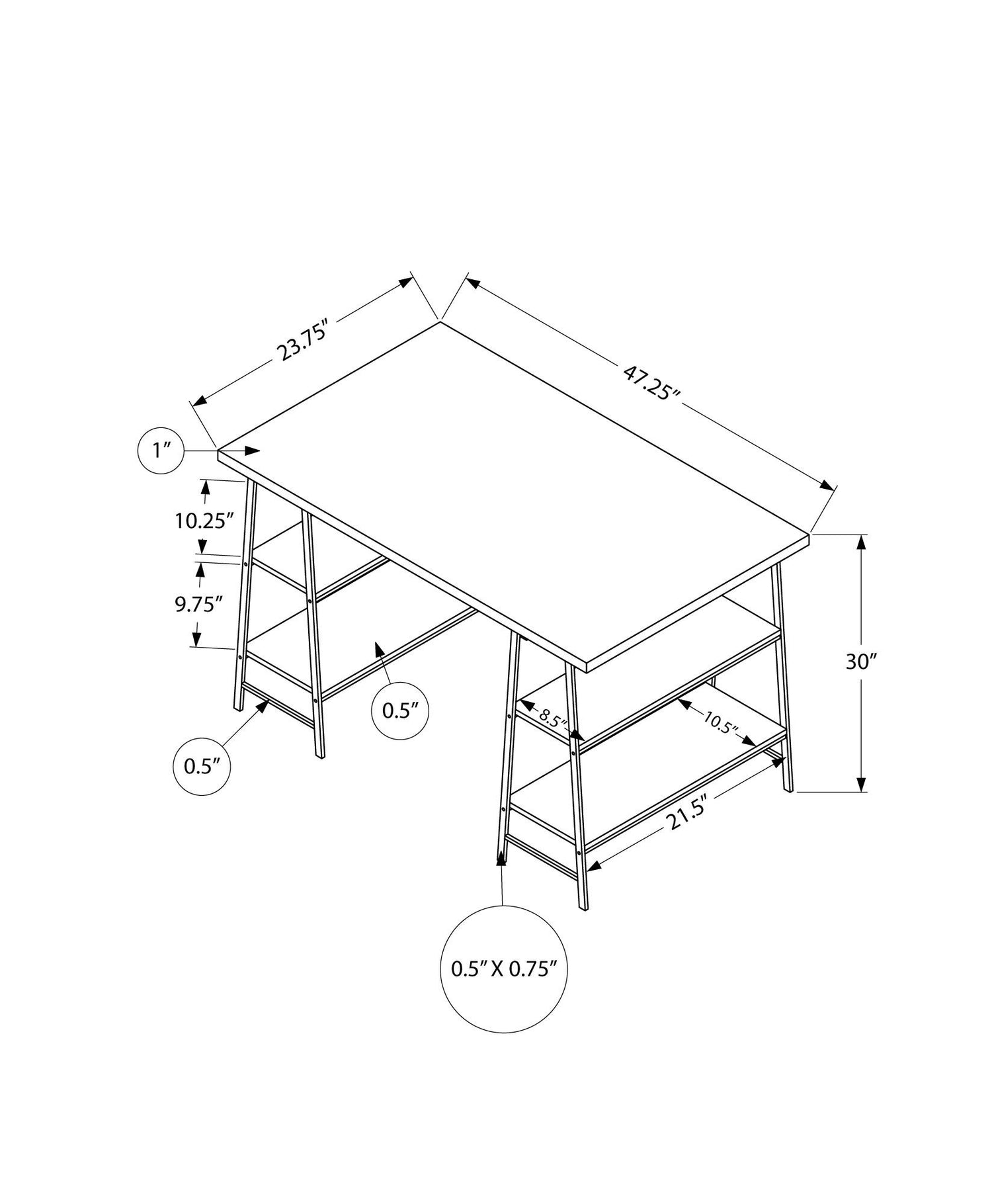 Computer Desk For Home Office, Laptop, Storage Shelves, Contemporary &amp; Modern