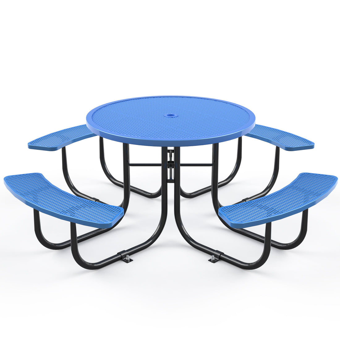 Round Outdoor Steel Picnic Table 46&quot; With Umbrella Pole