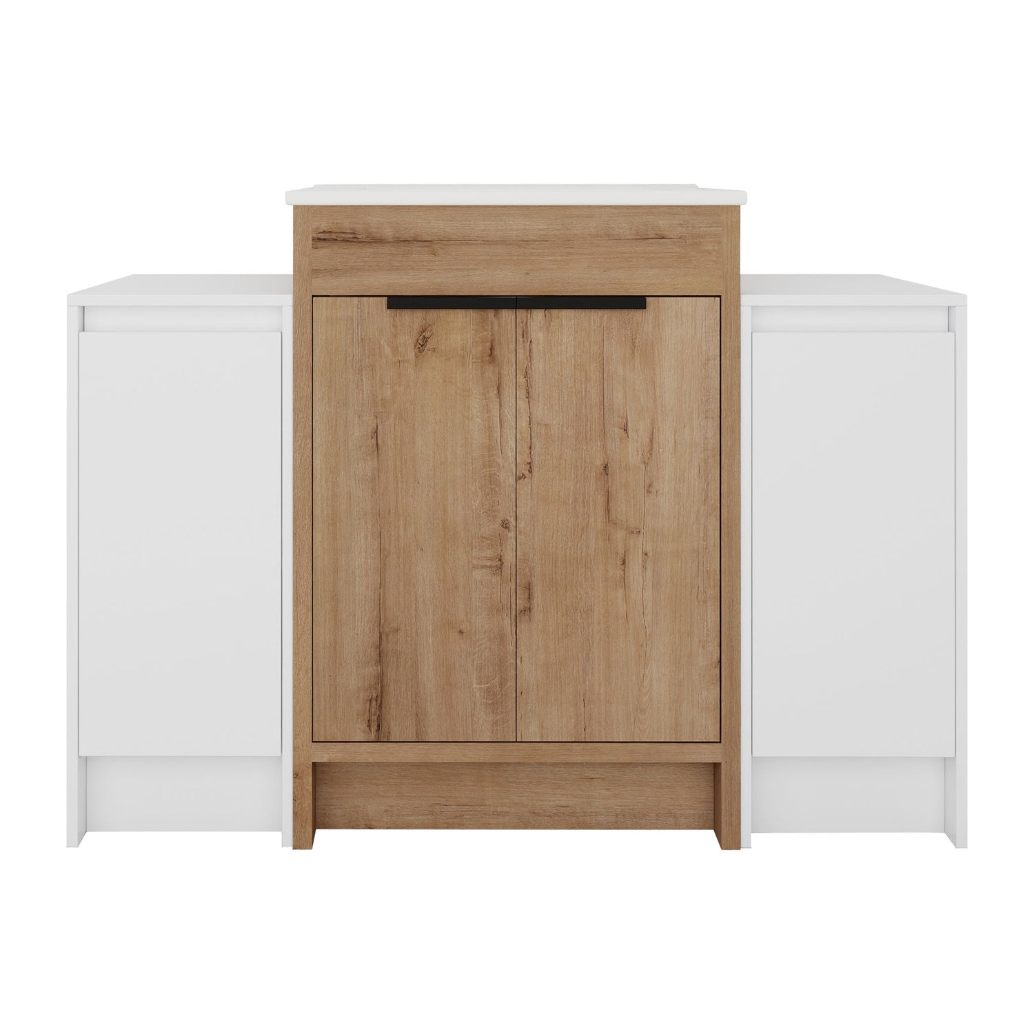 48" Freestanding Bathroom Vanity With Sink And 2 Storage Cabinets, Soft Closing Door - Imitative Oak / White
