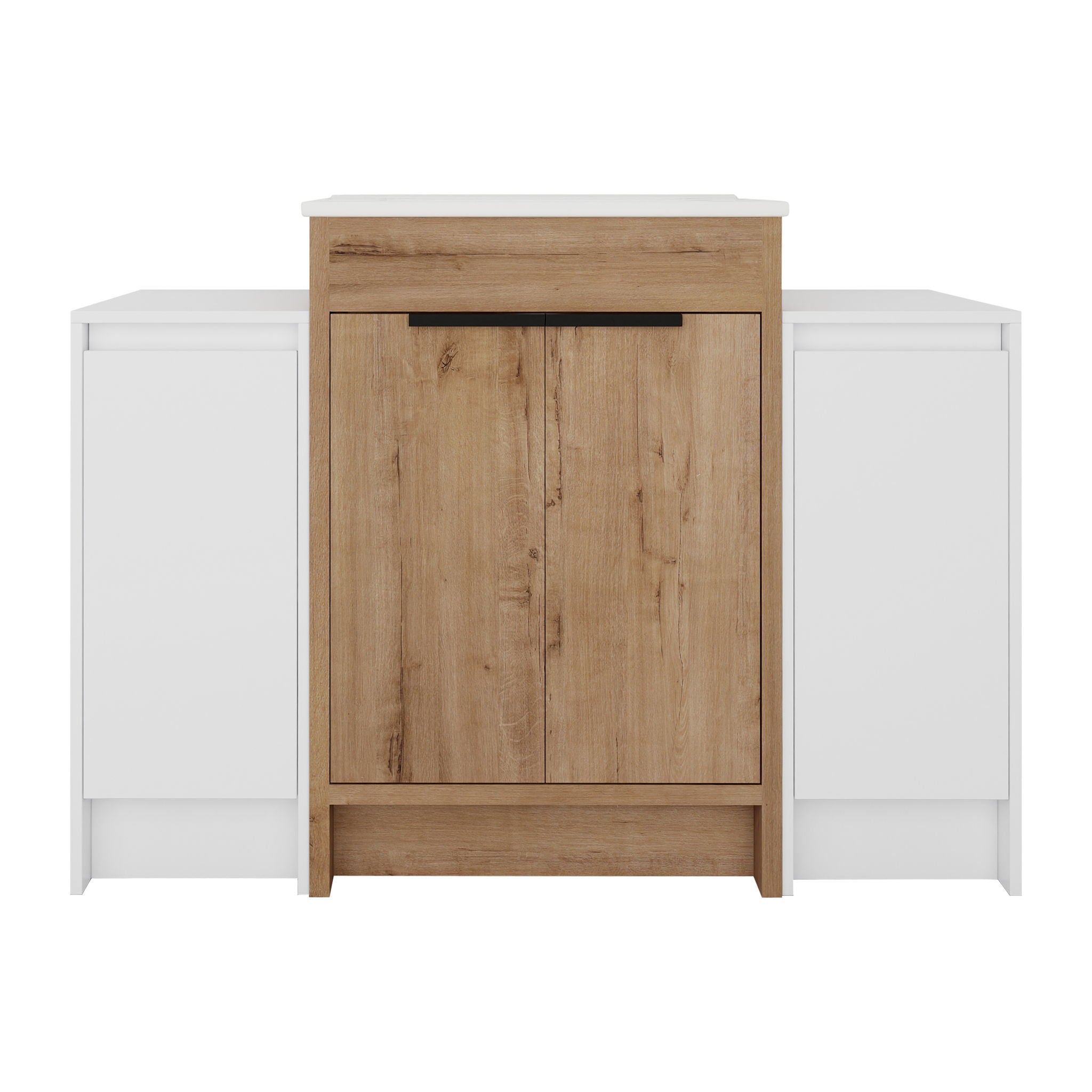 48" Freestanding Bathroom Vanity With Sink And 2 Storage Cabinets, Soft Closing Door - Imitative Oak / White