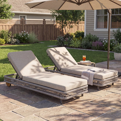 Outdoor Chaise Lounge &amp; Wheels, 5 Position Adjustable Backrest