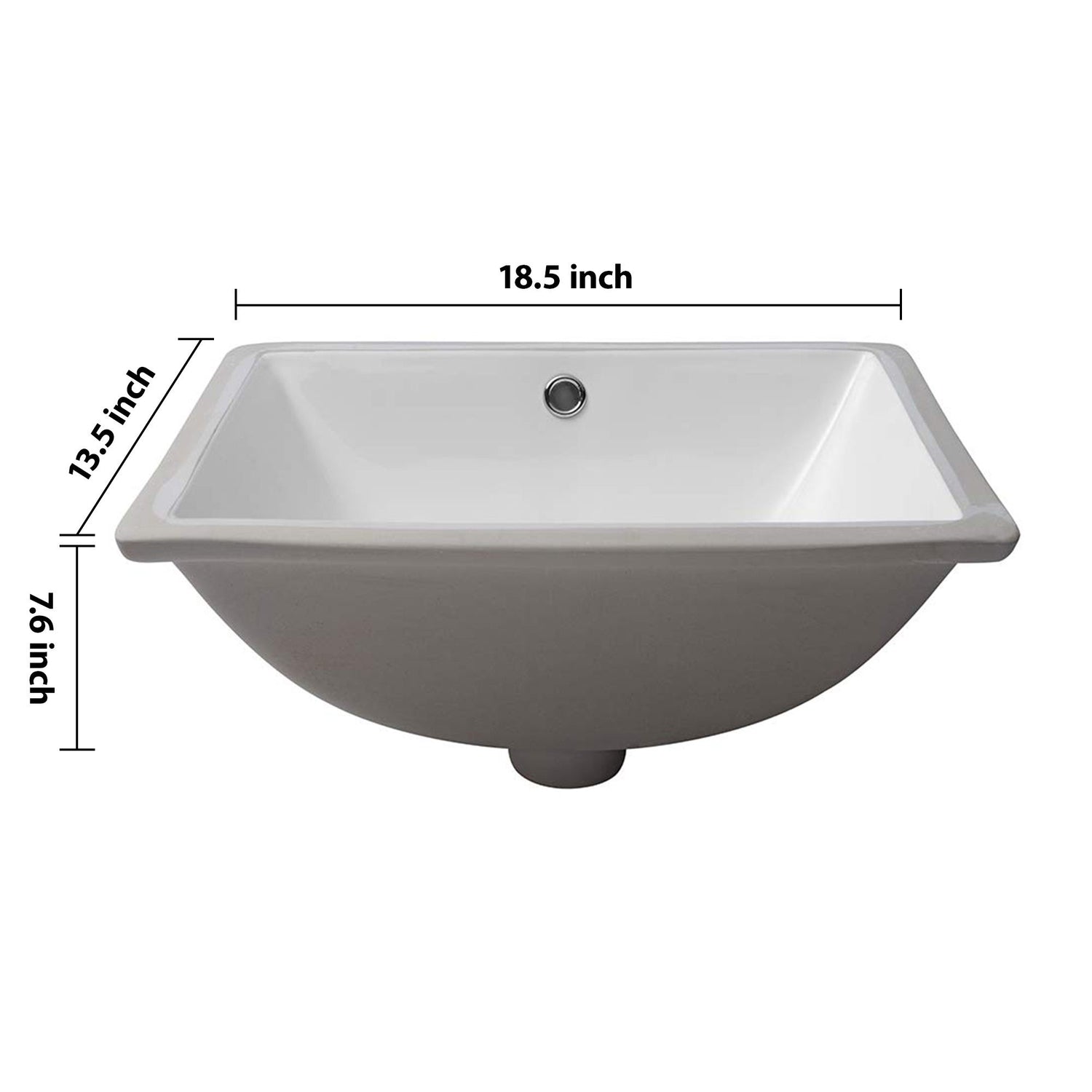 European Style White Ceramic Rectangular Undermount Bathroom Sink With Overflow