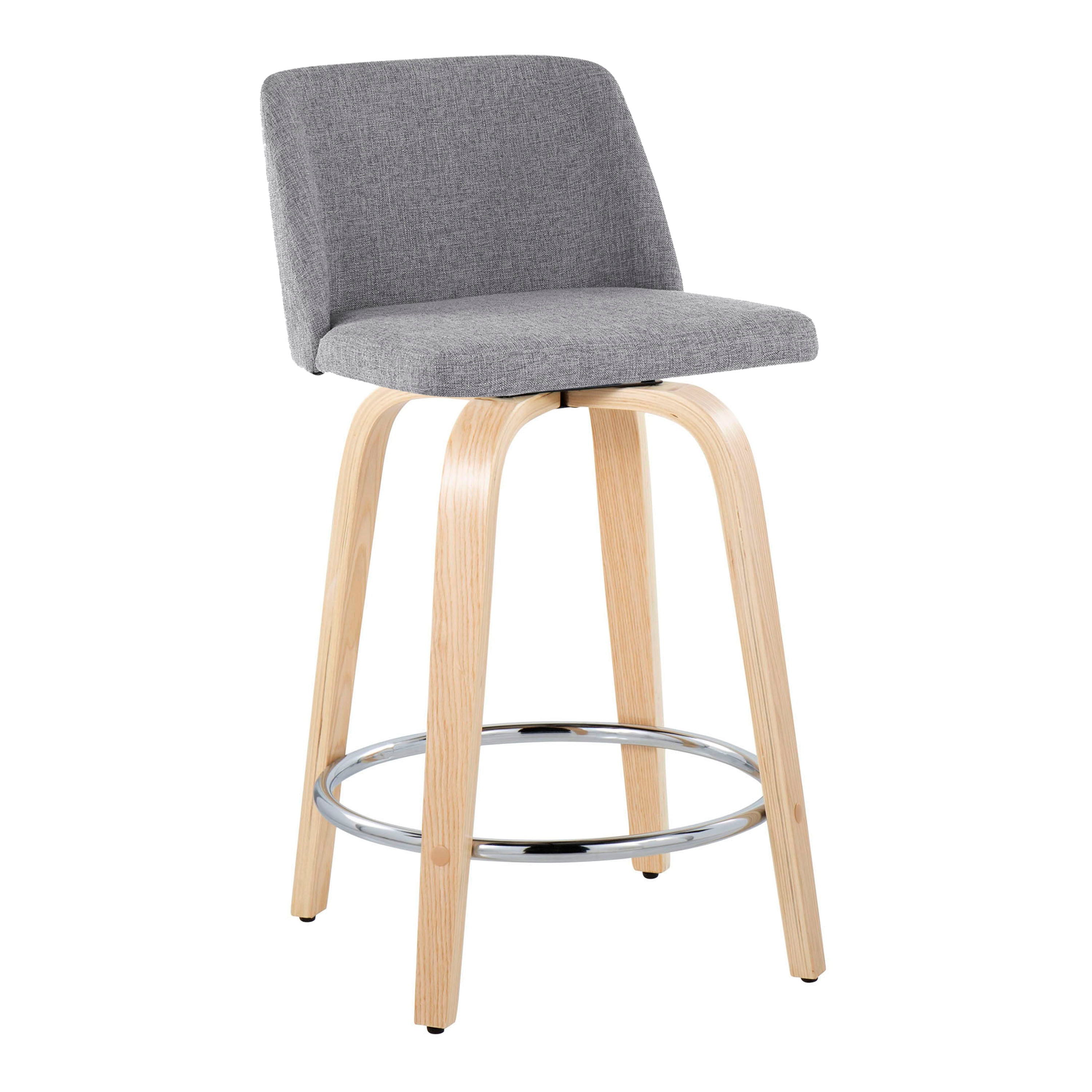 Toriano - Contemporary Fixed Height Counter Stool &amp; Swivel And Round Footrest (Set of 2)