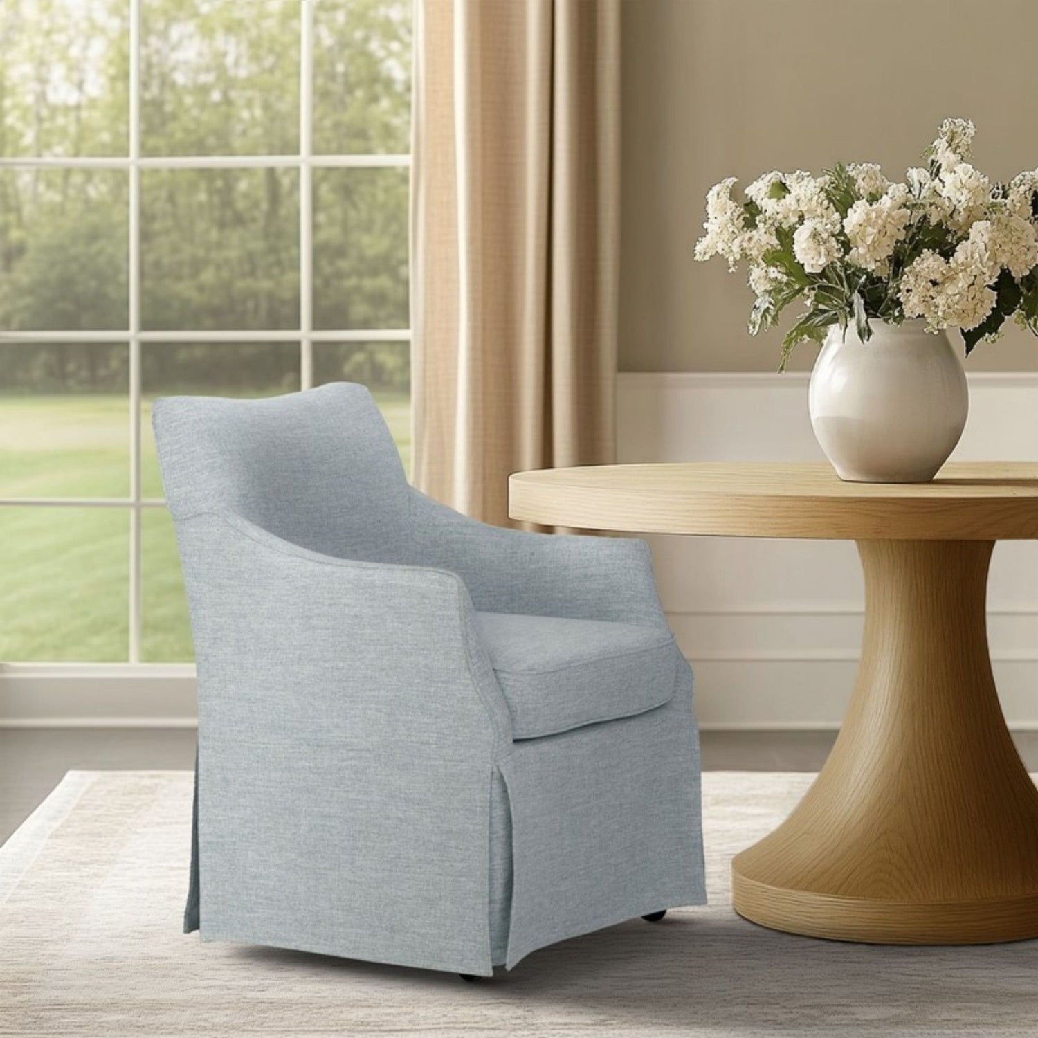 London - Upholstered Skirted Dining Arm Chair